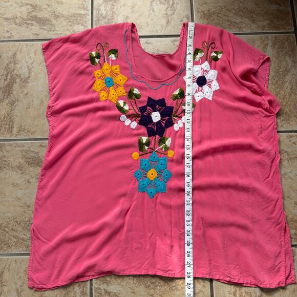 Embroidered Artesanias Mayte Top Jalapa Blouse Mexican Floral Tunic Shirt - Picture 4 of 10